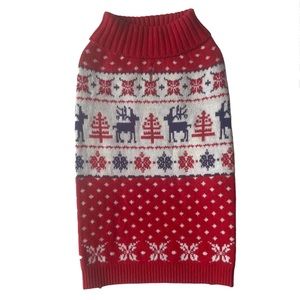 Dog Sweater - Vintage Vibe Holiday Reindeers Blueberry Pet S/M